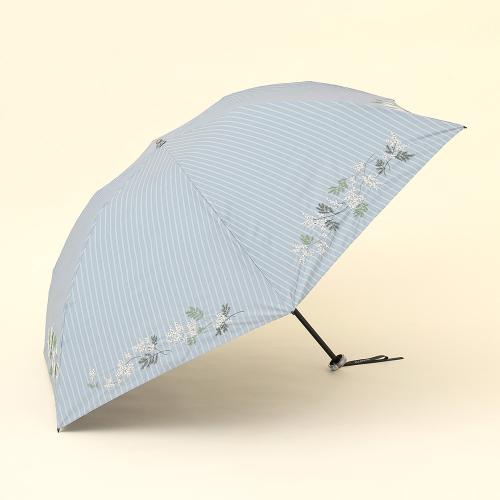 先染め ミモザ刺しゅう 婦人晴雨兼用傘（折りたたみ）