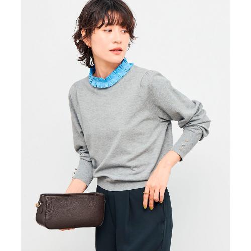 プリーツ衿取り外しプルオーバーニット