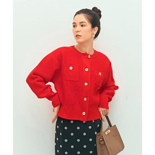 鹿の子編みクルーネックカーディガン