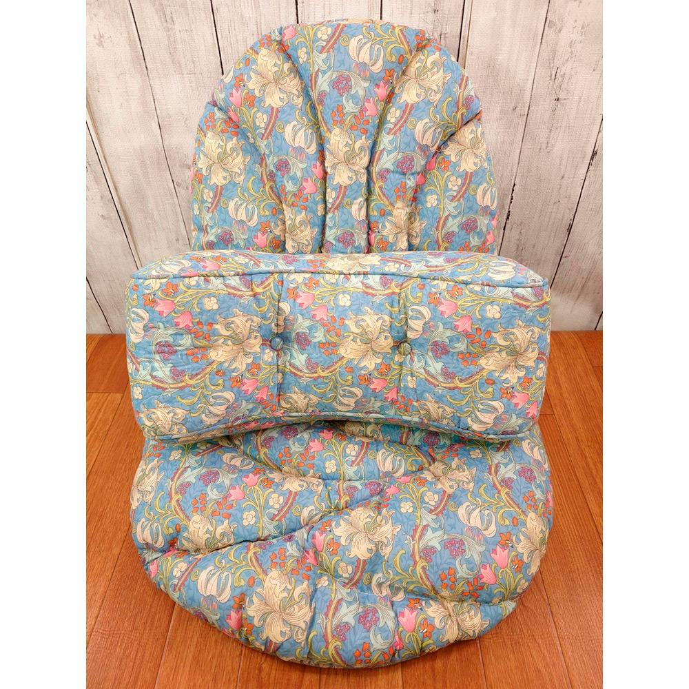 綿生地キルト背付き椅子シート＆低反発腰当て2点セット