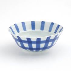 のっけ茶碗 格子 青