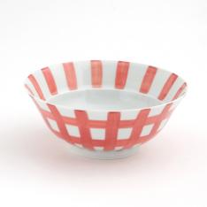 のっけ茶碗 格子 赤