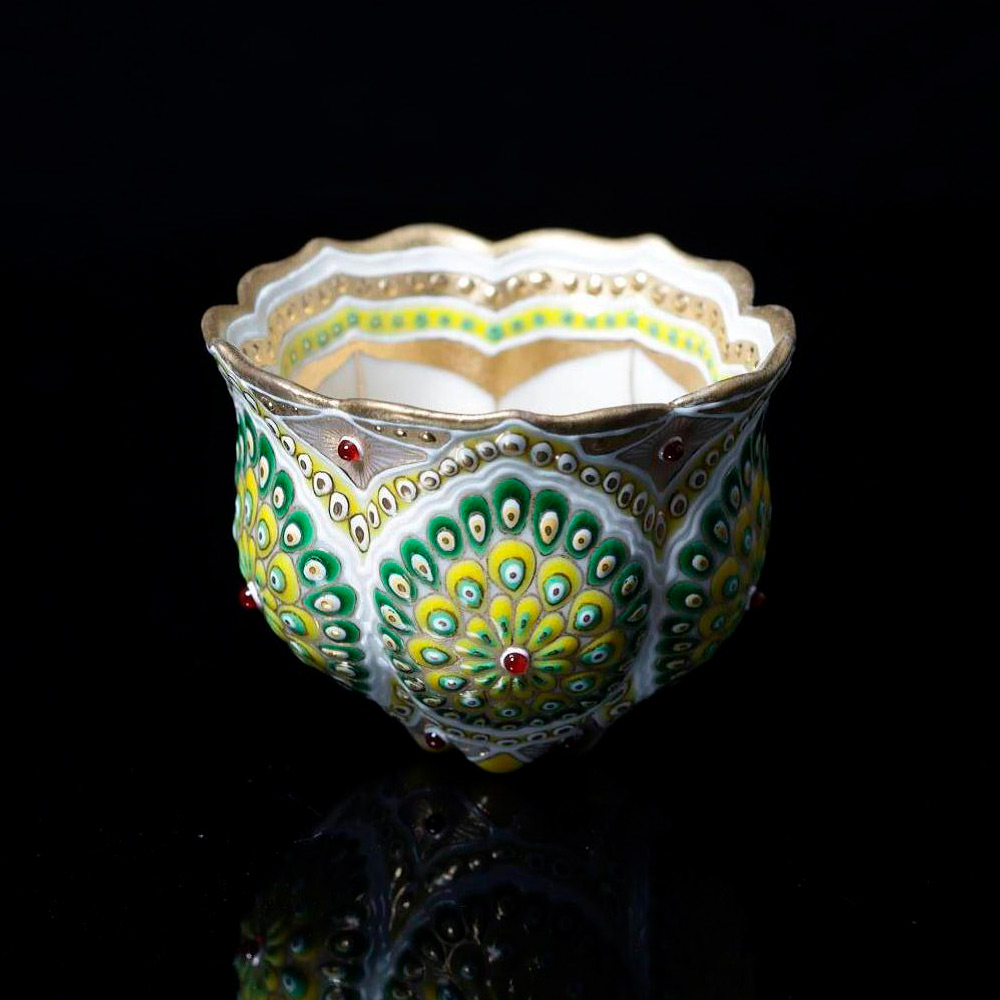 ＜富田　美樹子　TOMITA　Mikiko＞「一華五葉を開く」盃（共箱有）