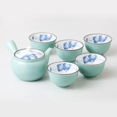 波佐見焼　掛分ぶどう　急須茶器揃