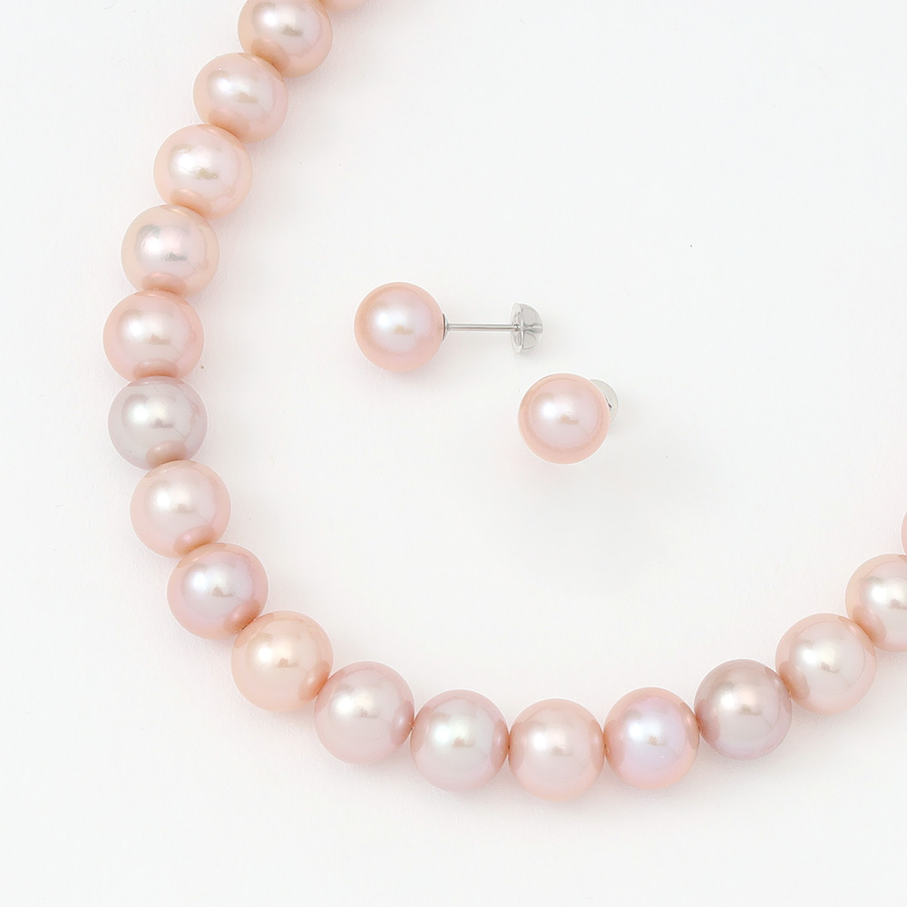 淡水パールネックレス・ピアス2点セット