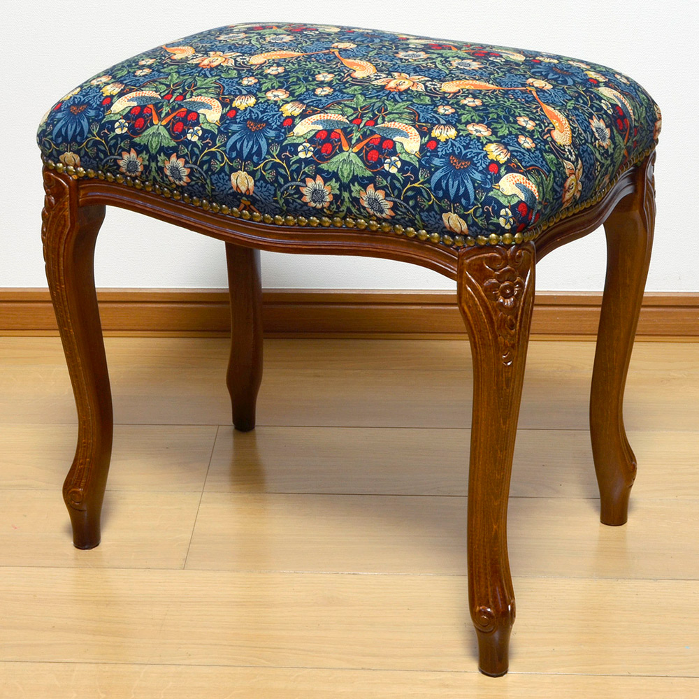 ＜ファブリックバイベストオブモリス＞スツール　ブルー系