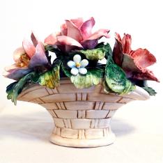 イタリア製 陶製小物　陶花バスケット