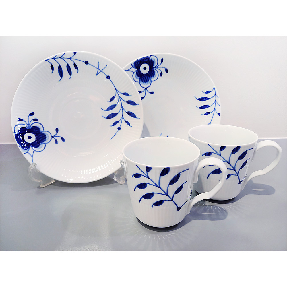 ロイヤルコペンハーゲン ブルーフルーテッドメガ プレート マグ セット