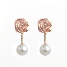 ジャパンクチュール　あこや真珠イヤリング（ピンクカラー）