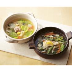 〈京料理・たん熊北店〉10種の国産野菜入り食べるスープ2種