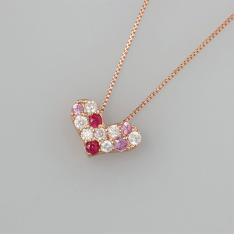K18PG台ピンクサファイアルビーダイヤペンダント