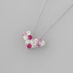 K18WG台ピンクサファイアルビーダイヤペンダント
