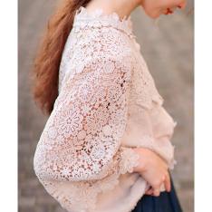 花刺繍レースブラウス