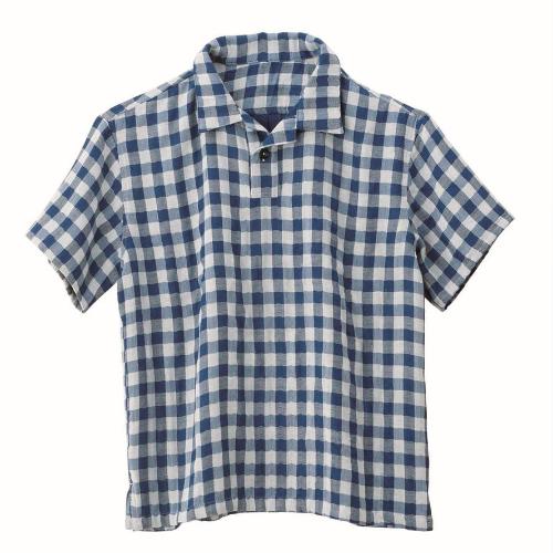 メンズガーゼトップス（シャツタイプ） ギンガムチェック M→L