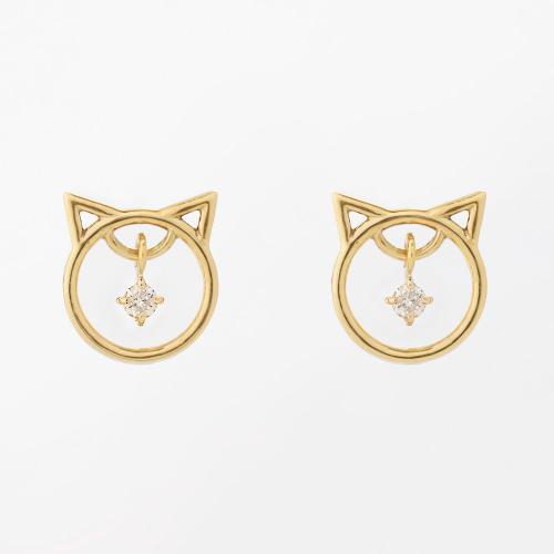 K10スイングダイヤ子猫ピアス
