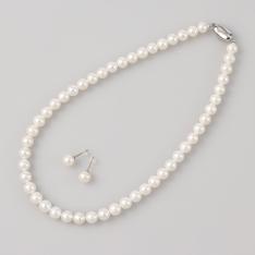 8mm花珠淡水真珠ネックレス＆ピアス