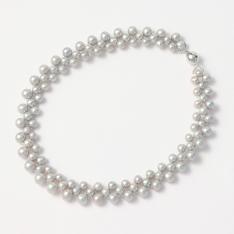 淡水パールビブネックレス（グレー系）