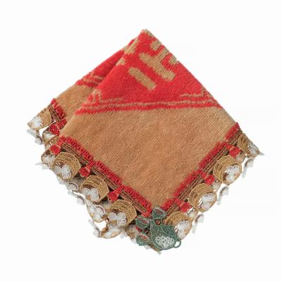 近沢レース タオルハンカチ 麻の葉 レッド 近澤 chikazawa Chikazawa