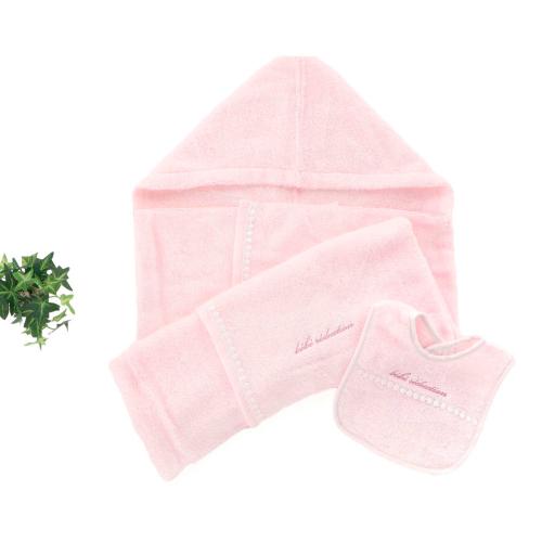 エアーコットンフード付きバスタオル＆スタイギフトセット（ギフトボックス付）