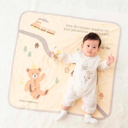 くまのルウちゃんプリントおくるみ＆カシャカシャギフトセット（ギフトボックス付）