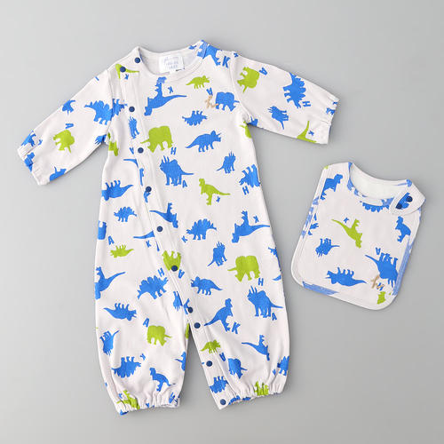 長袖2WAYカバーオール・スタイセット　ダイナソー柄（ギフトBOX付）