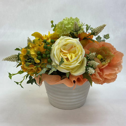 フラワーアーティストが作るおまかせ生花アレンジメント（イエロー・オレンジ系）