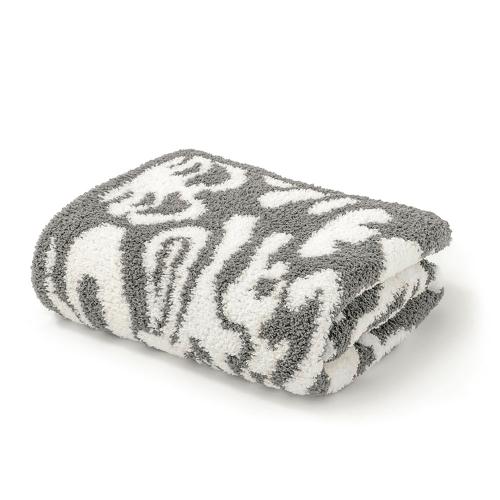 織柄ハーフブランケット ミディアムグレー／クリーム