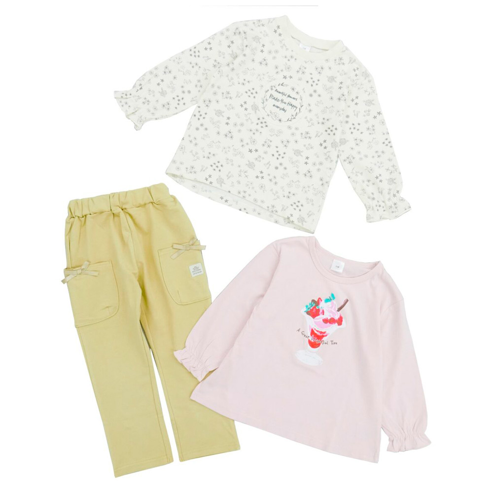 春のおでかけスタイル3点セット キッズ女の子A（100cm→130cm）