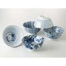 <美濃焼>藍絵変り 多用鉢揃