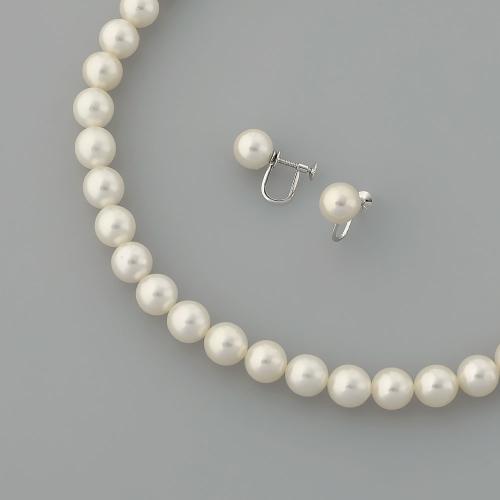 9．5mm花珠アコヤ真珠ネックレス＆イヤリング