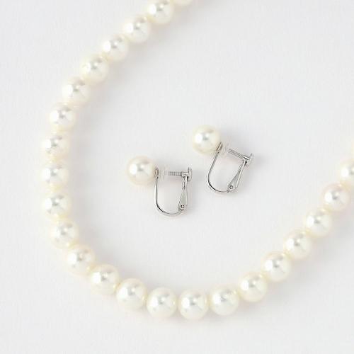 ナチュラルホワイトアコヤ真珠8mm珠2点セット イヤリング