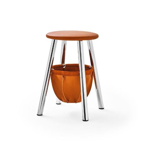 根 KON / スツール(バスケット付) 天然皮革張