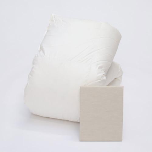 福袋 羽毛掛ふとん（MWGD93％）・掛ふとんカバー（グレー色）セット