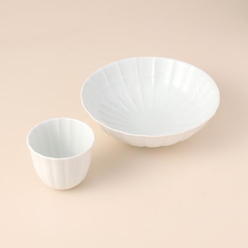 すずね白磁 麺鉢21cm＆汲出し碗