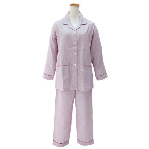 ＜nacrure＞婦人長袖パジャマ Wガーゼ ジャカードスクエア （PK）