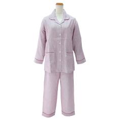 ＜nacrure＞婦人長袖パジャマ Wガーゼ ジャカードスクエア （PK）