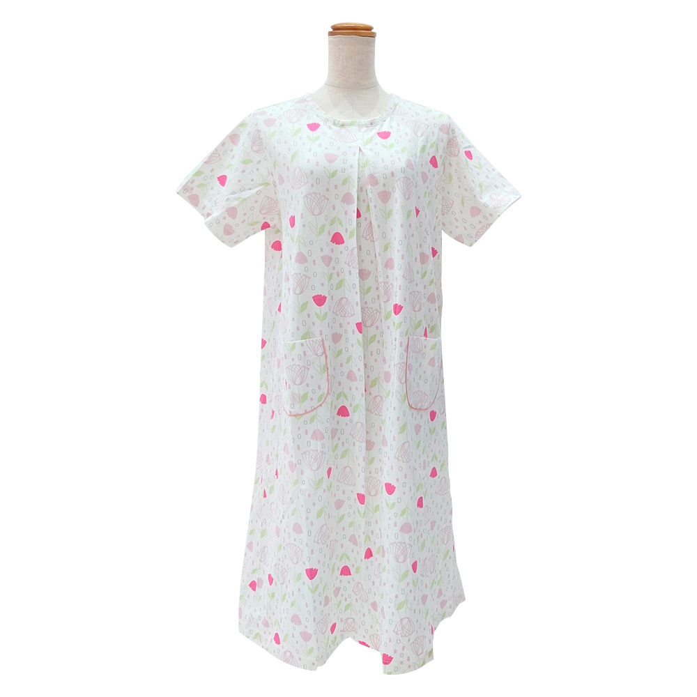 ＜nacrure＞婦人半袖ワンピース 天竺ニット 花  （PK）