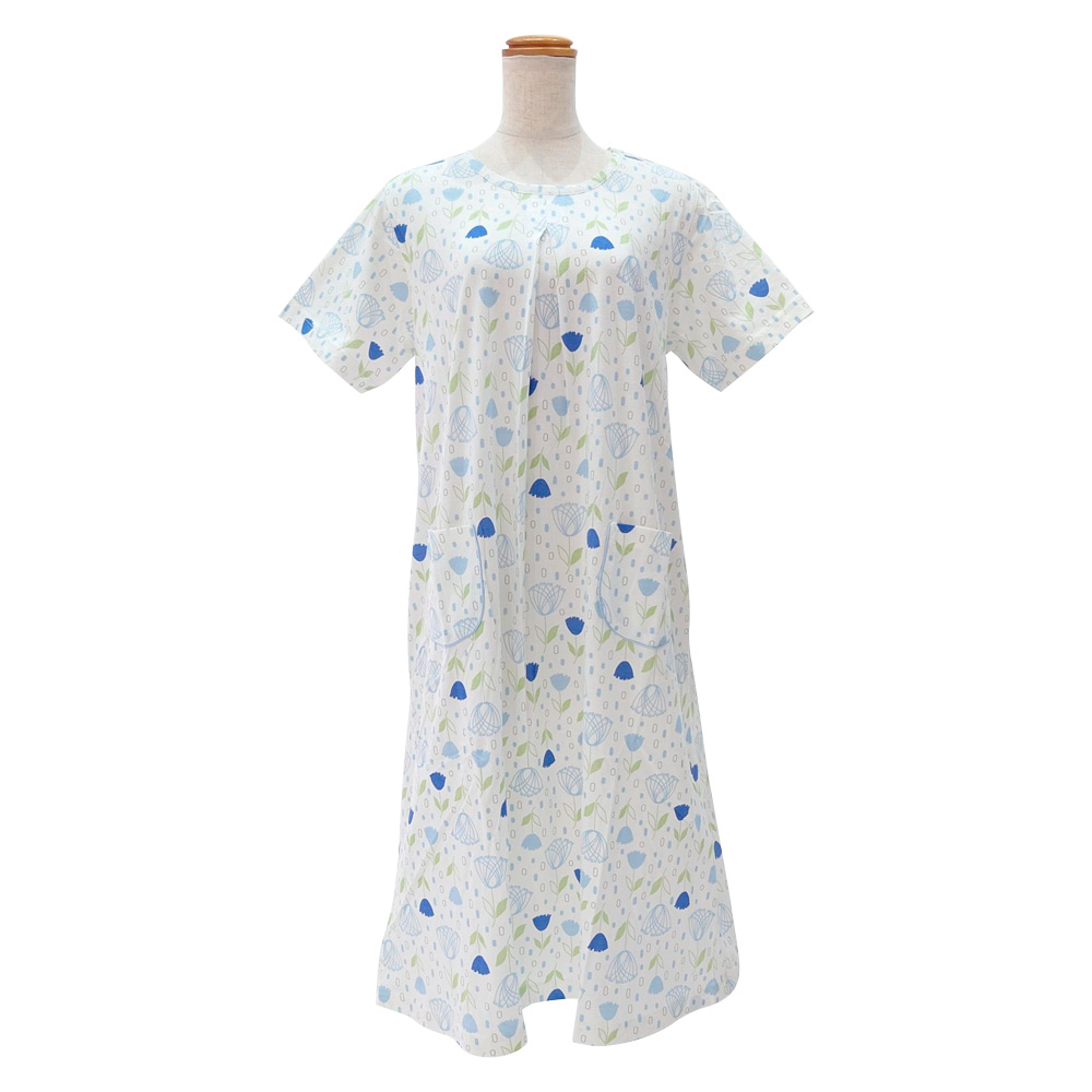 ＜nacrure＞婦人半袖ワンピース 天竺ニット 花 （BU）