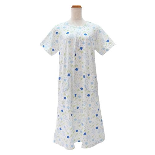 ＜nacrure＞婦人半袖ワンピース 天竺ニット 花 （BU）