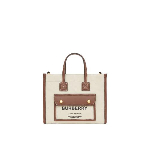 ミニ ツートン キャンバス＆レザー フレヤトート