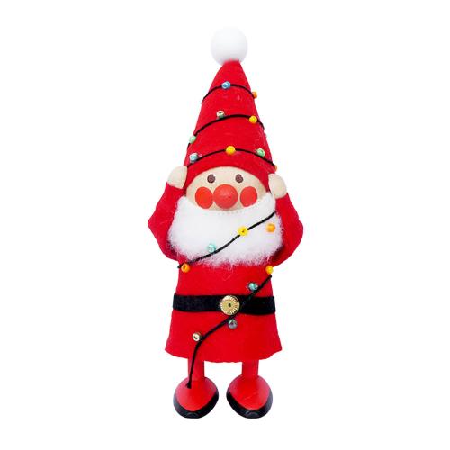 電飾にからまるサンタ