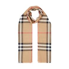 ライトウェイト チェック ウールシルク スカーフ