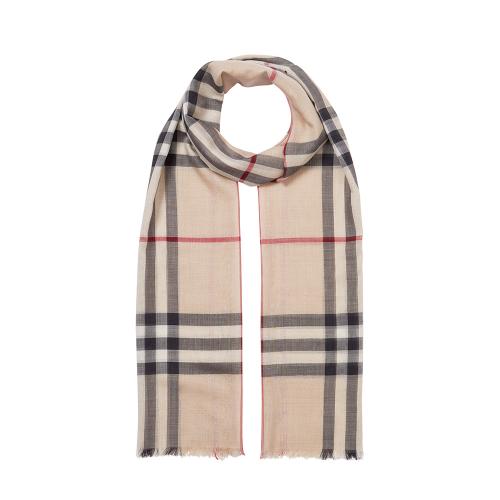 ライトウェイト チェック ウールシルク スカーフ