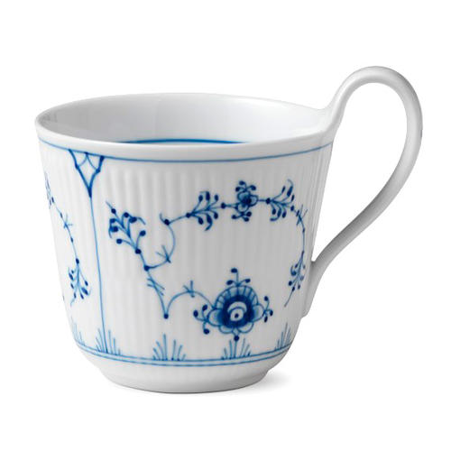 ブルーフルーテッド プレイン ハイハンドルマグ