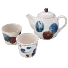 美濃焼　筆青 ポット茶器揃