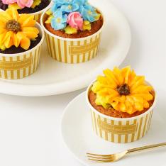 お花のカップケーキひまわりアジサイ4個