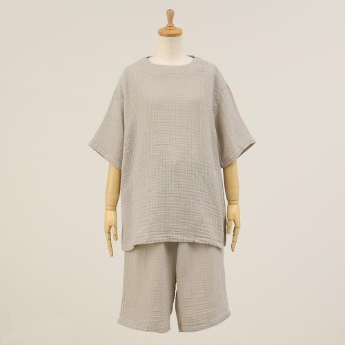 Uクレープガーゼ シンプルルームウエア ベージュ　S→L