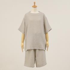 Uクレープガーゼ シンプルルームウエア ベージュ　S→L