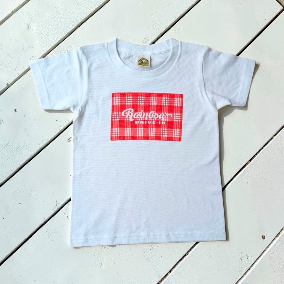 Rainbow DRIVE-IN Tシャツ PALAKA（子供用） レッド×ホワイト 4T→12サイズ
