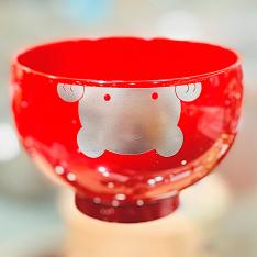 越前塗 プチラッケ プチ椀 くま 朱